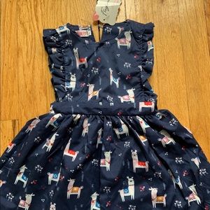 Navy Toddler Dress Llamas NWT